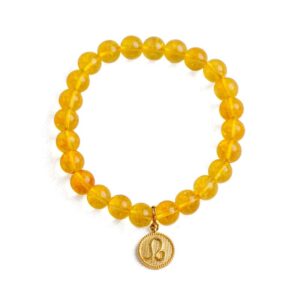 Astrotalk Leo Citrine Bracelet with Charm | Boosts Confidence, Radiates Positivity & Enhances Your Inner Glow | Elegant Citrine Charm Bracelet for Woman | Gift for Woman