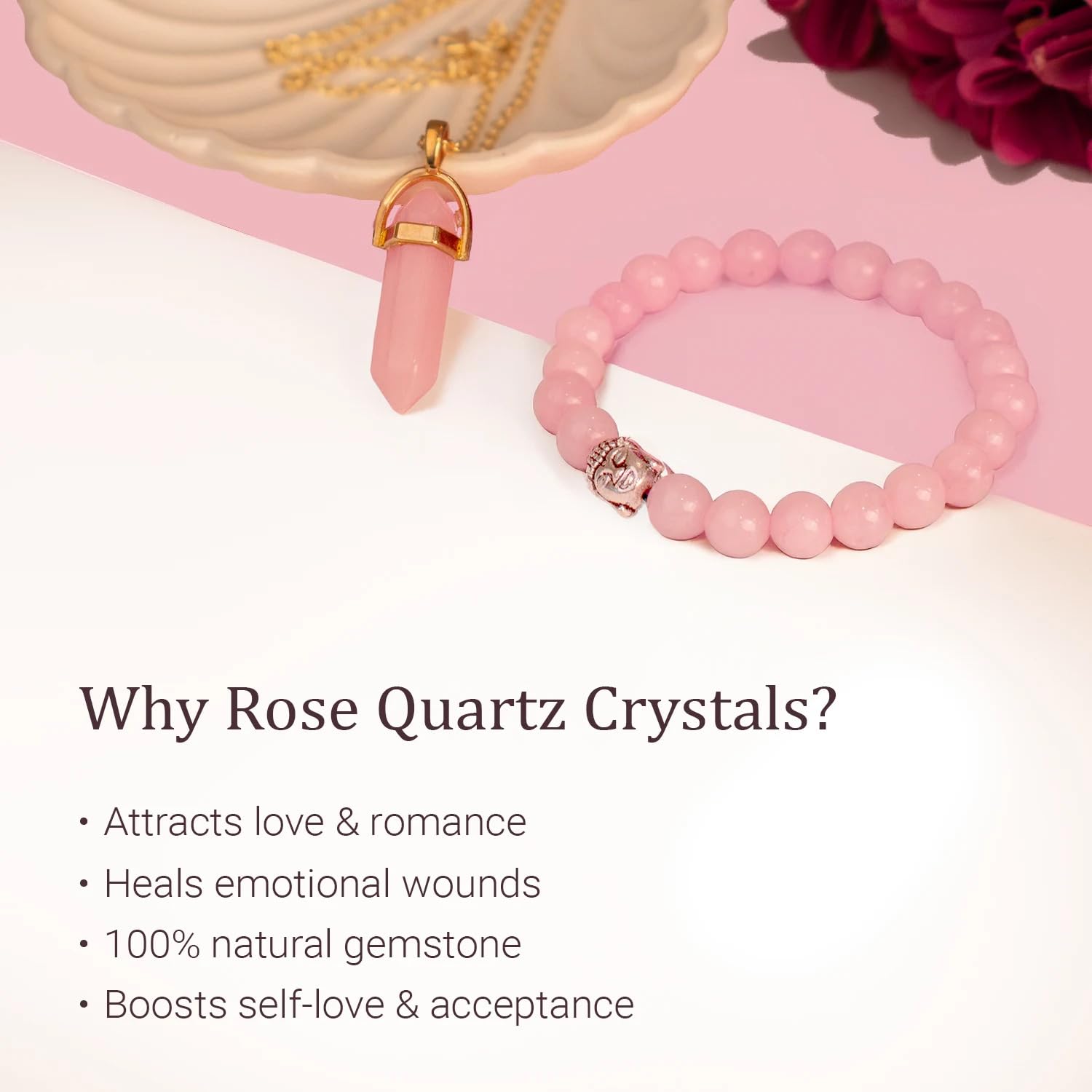 Astrotalk Taurus Zodiac with Rose Quartz Crystal Jewellery | Rose Quartz Bracelet & 2 Pendants with Charm | Promotes Love & Emotional Healing | Taurus Charm for Stability | Gift for Woman - Image 5