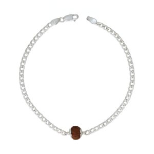 925 Silver Rudraksha Bracelet for Men & Women | Pure Sterling Silver Curb Chain with Single Original Certified Rudraksh | Anti Tarnish, Stylish Spiritual Hand Bracelet for Every Day Wear & Gifts