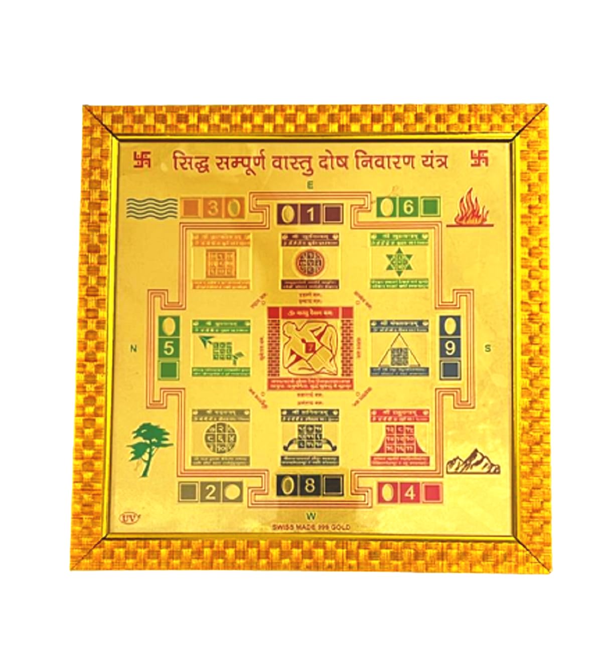 numeroastro Shri Sidh Sampoorna Vastu Dosh Nivaran Yantra Gold Plated Yantra In Frame | Wall Hanging Yantra (27 Cms) (1 Pc)