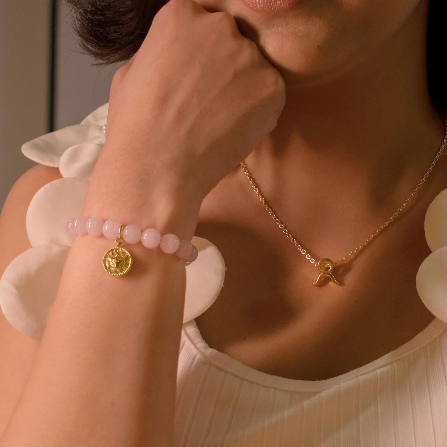 Astrotalk Taurus Zodiac with Rose Quartz Crystal Jewellery | Rose Quartz Bracelet & 2 Pendants with Charm | Promotes Love & Emotional Healing | Taurus Charm for Stability | Gift for Woman - Image 3