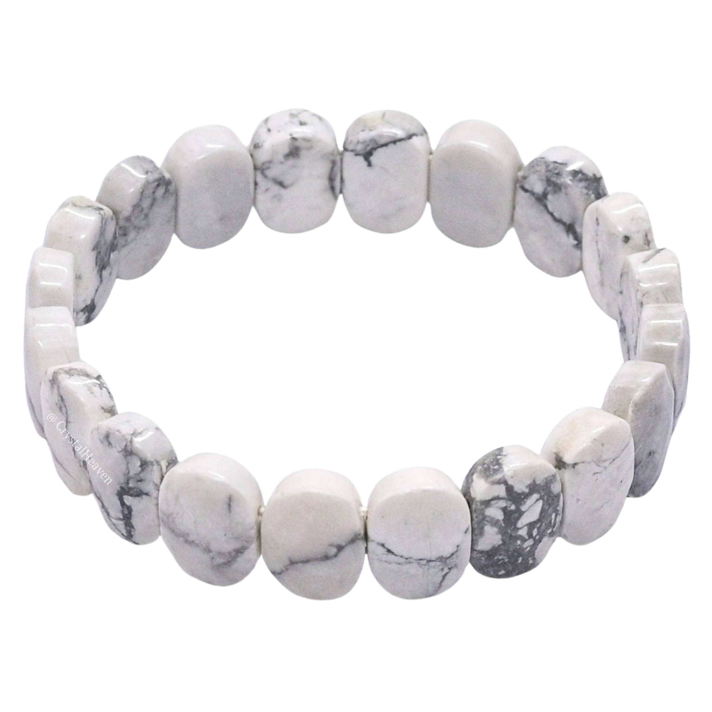 Certified Howlite Bracelet for Women Men with Healing Crystal and Reiki Stone - Beautiful Gemstone Faceted Beaded Bracelet for Balance, Harmony & Positive Energy (Oval Stone) - Image 3