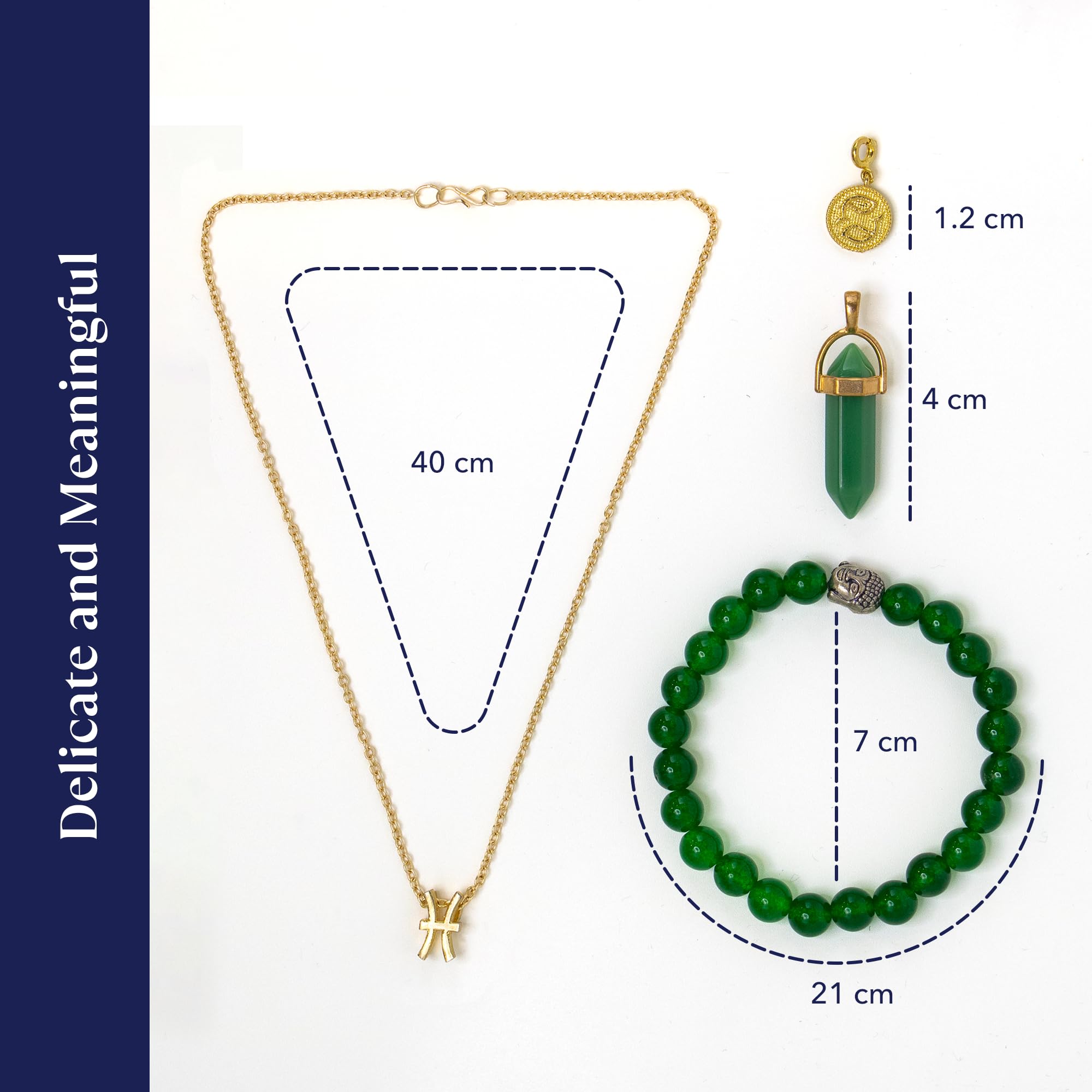 Astrotalk Pisces Zodiac with Green Jade Crystal Jewellery | Green Jade Bracelet & 2 Pendant with Pisces Charm | Enhances Intuition, Luck & Emotional Balance | Stone of Harmony | GIft for Woman - Image 2