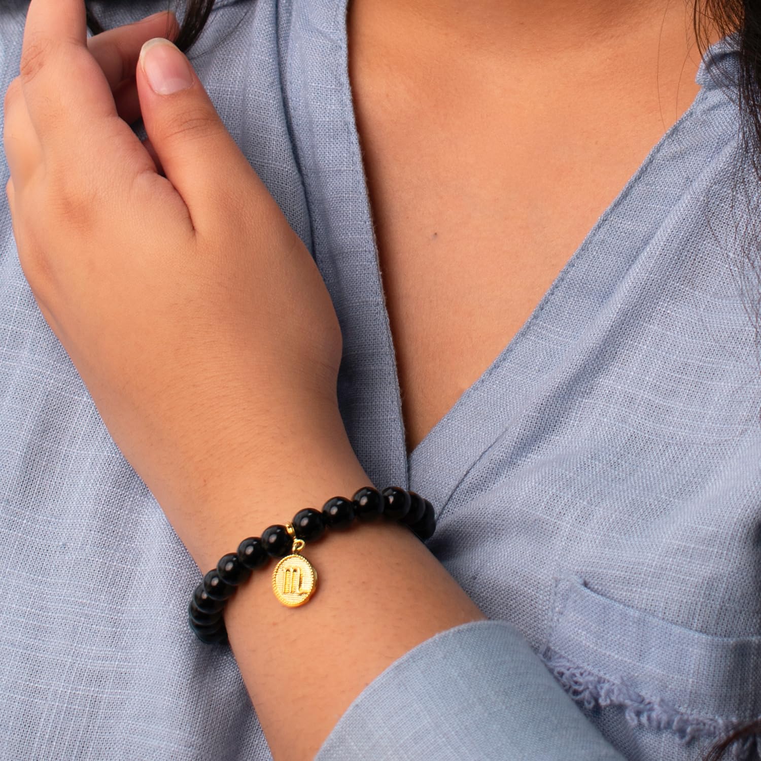 Astrotalk Scorpio Obsidian Bracelet with Charm | Provides Protection, Enhances Personal Power & Promotes Grounding Energy | Elegant Obsidian Charm Bracelet for Woman | Gift for Woman - Image 4