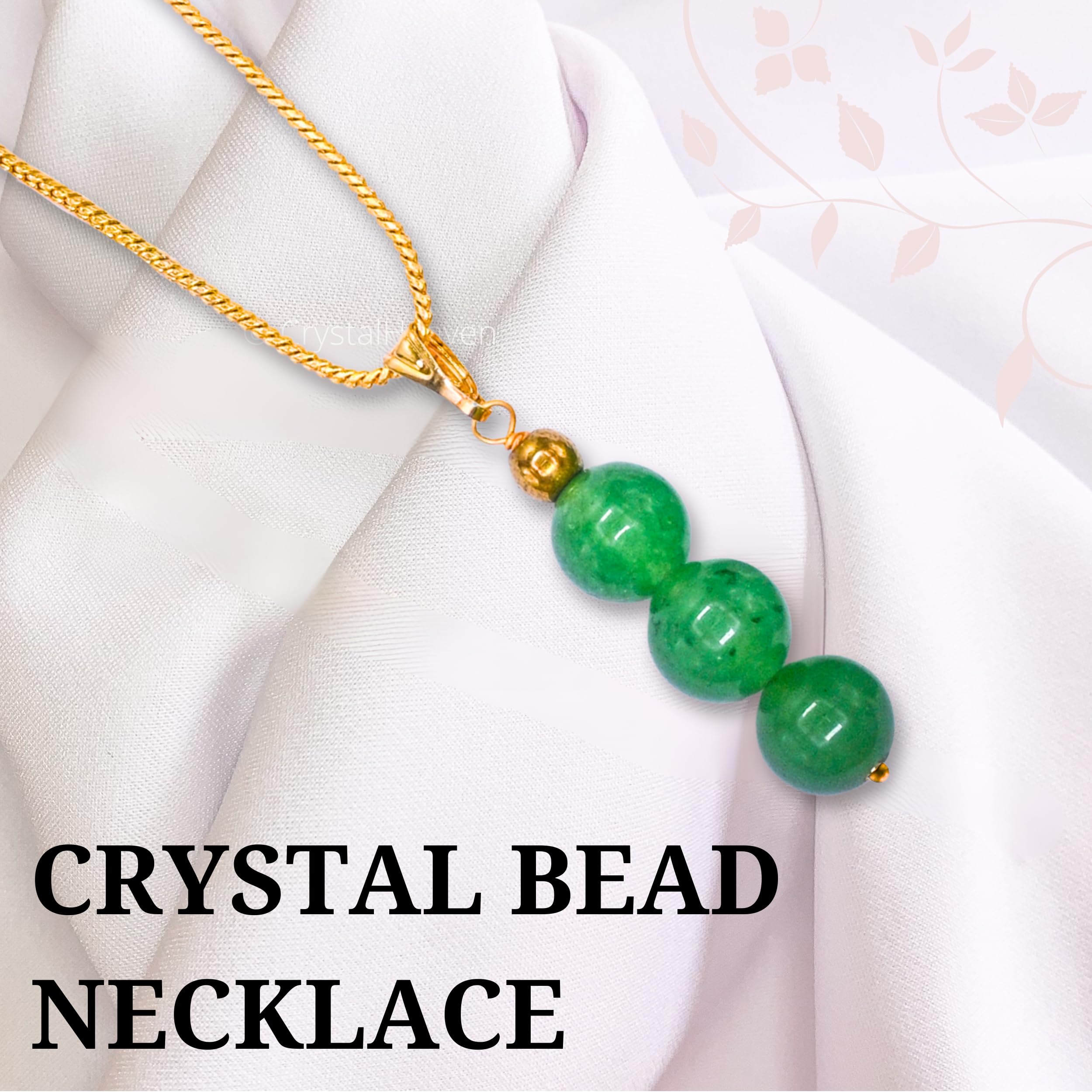 Certified Green Aventurine Pendant Necklace for Women - Original Green Crystal Pendant for Women - Natural Healing Crystal Stone Necklace for Women with Authenticity Certificate (Beads Bar, Gold) - Image 2